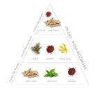 Pirámide Olfativa Rosa Mozárabe: Notas de salida: azafrán y palo santo. Notas de corazón: cedro, sándalo y ylan ylang. Notas de fondo: Palo santo, patchouli y sándalo
