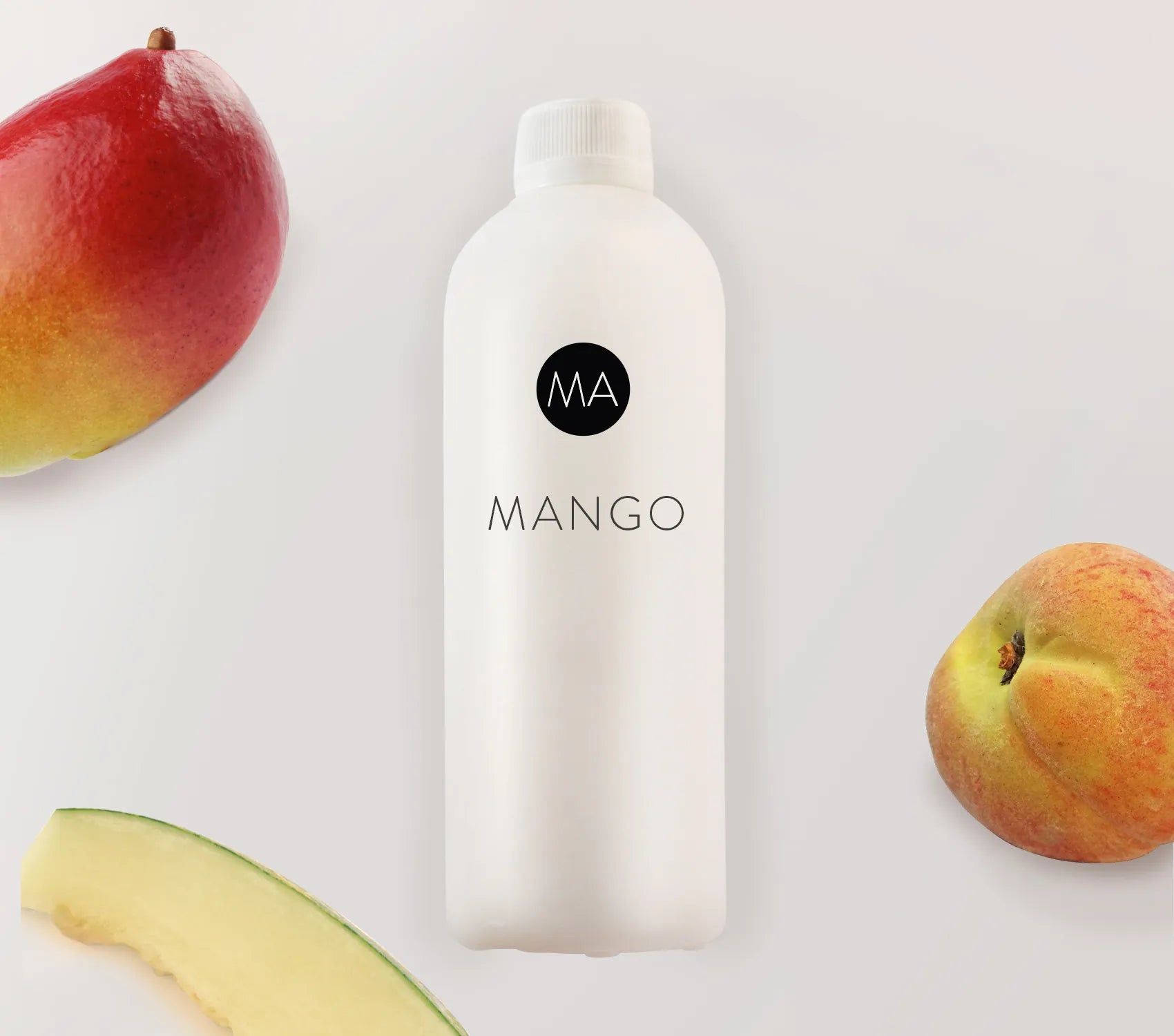Bote de nebulización con fondo decorativo con frutas aroma mango