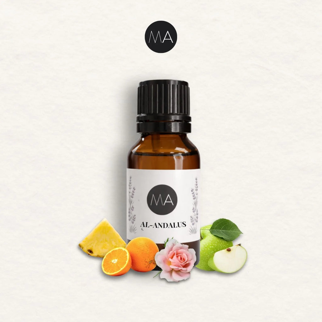 Bote con cuentagotas esencias para humidificador, fragancia Al-Ándaus perfumada y elegante.