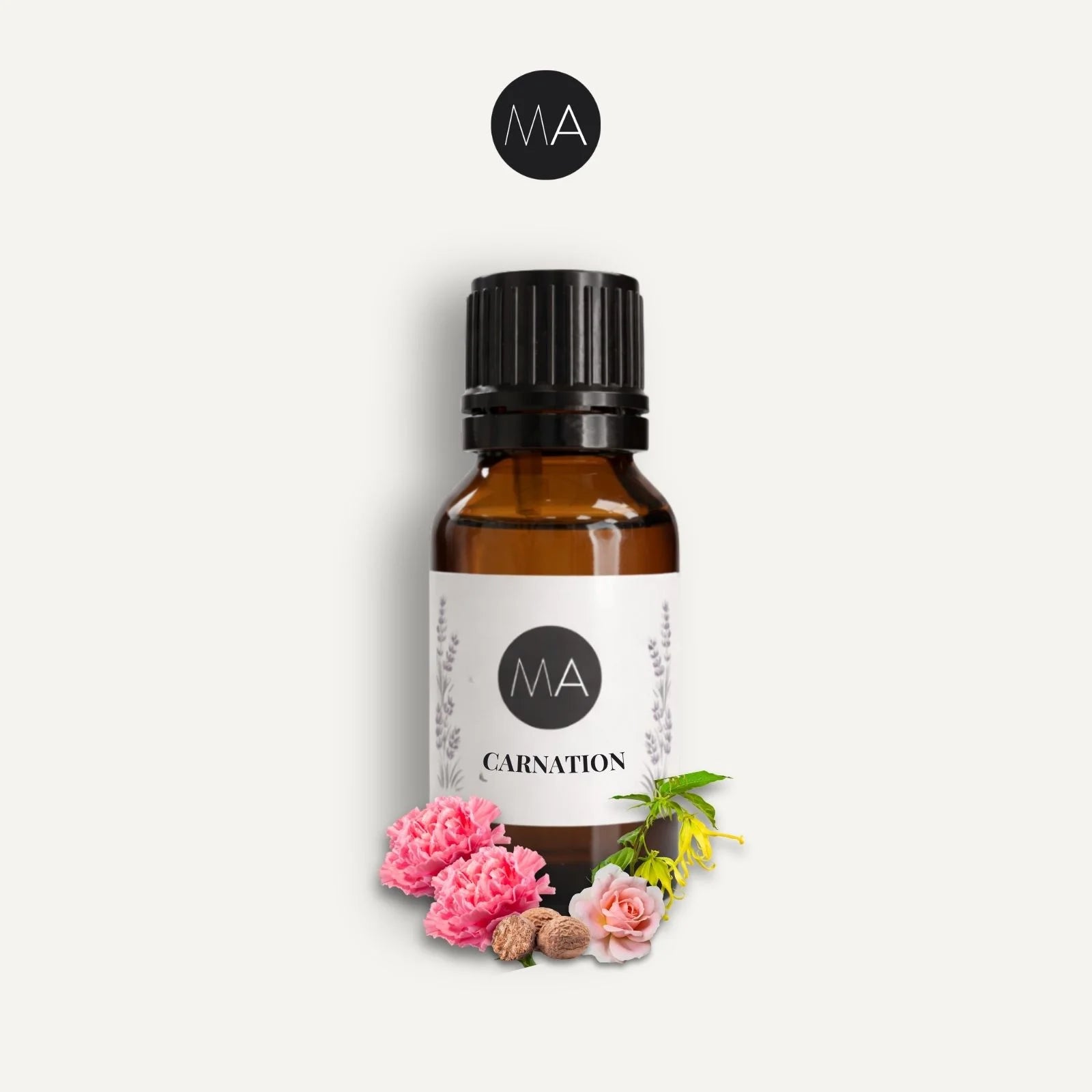 Bote con cuentagotas esencias para humidificador, fragancia Carnation floral y elegante.