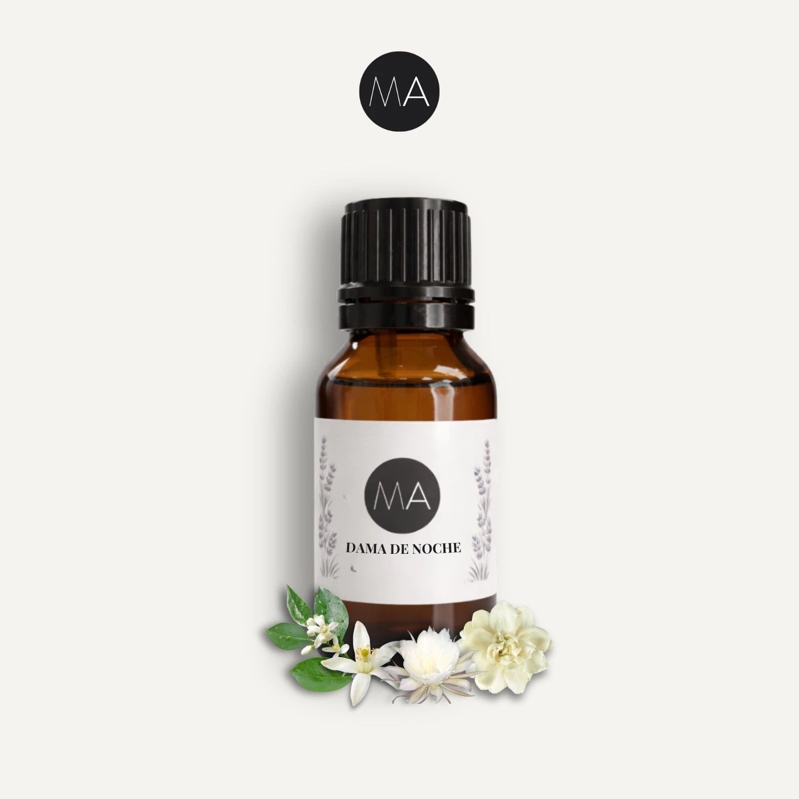 Bote con cuentagotas esencias para humidificador, fragancia Dama de Noche floral y elegante.