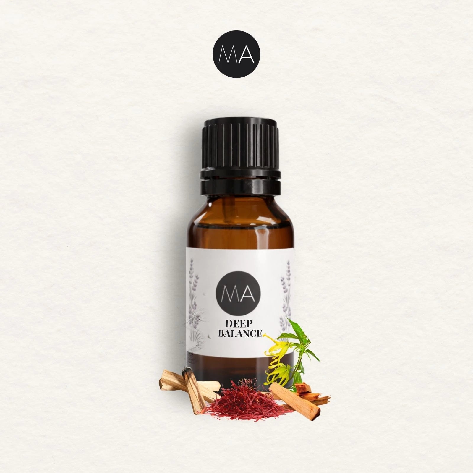 Bote con cuentagotas esencias para humidificador, fragancia Deep Balance amaderada y elegante.