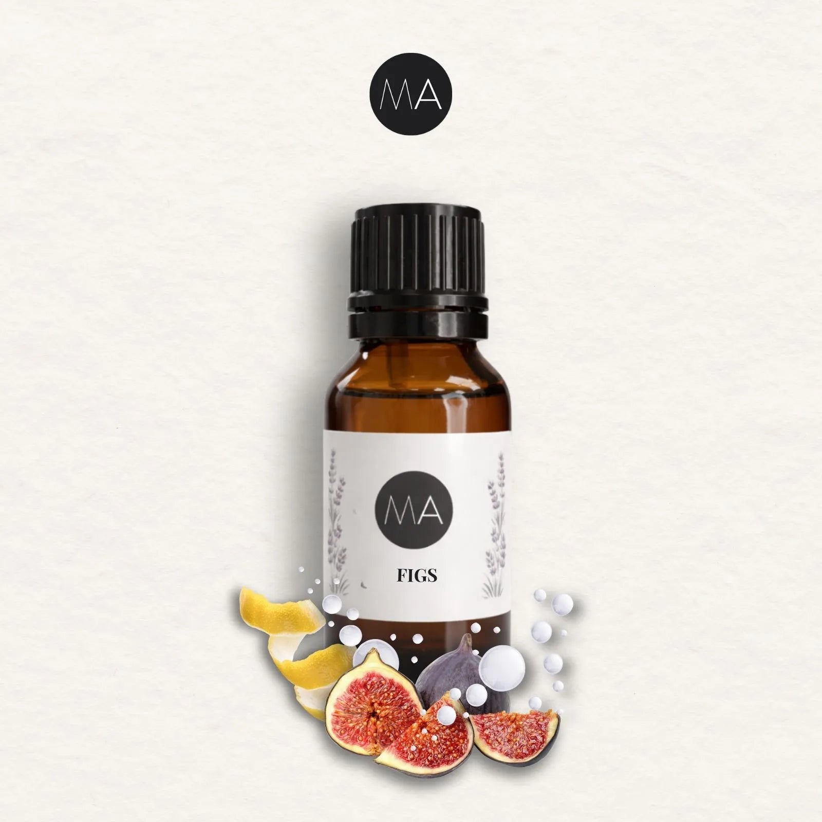 Bote con cuentagotas esencias para humidificador, fragancia Figs tropical y elegante.
