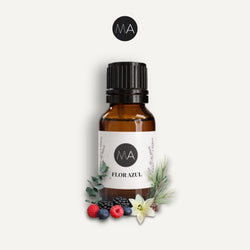 Bote con cuentagotas esencias para humidificador, fragancia Flor Azúl fresca y elegante.