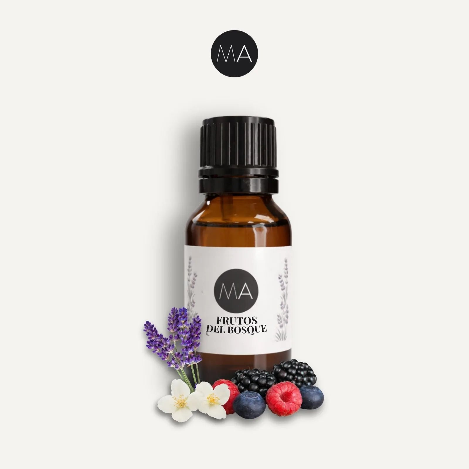 Bote con cuentagotas esencias para humidificador, fragancia Frutos del Bosque dulce y elegante.