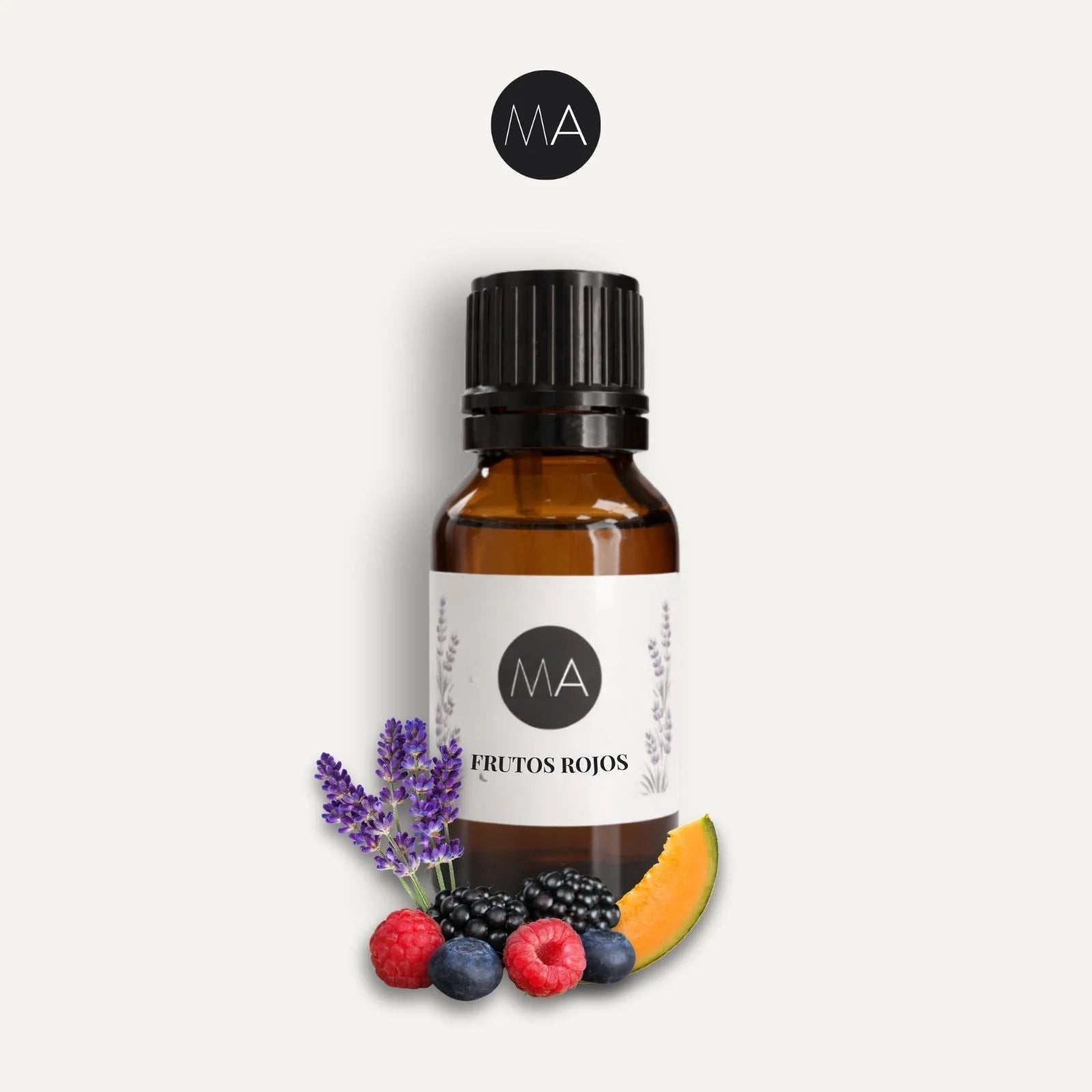 Bote con cuentagotas esencias para humidificador, fragancia Frutos Rojos dulce y elegante.