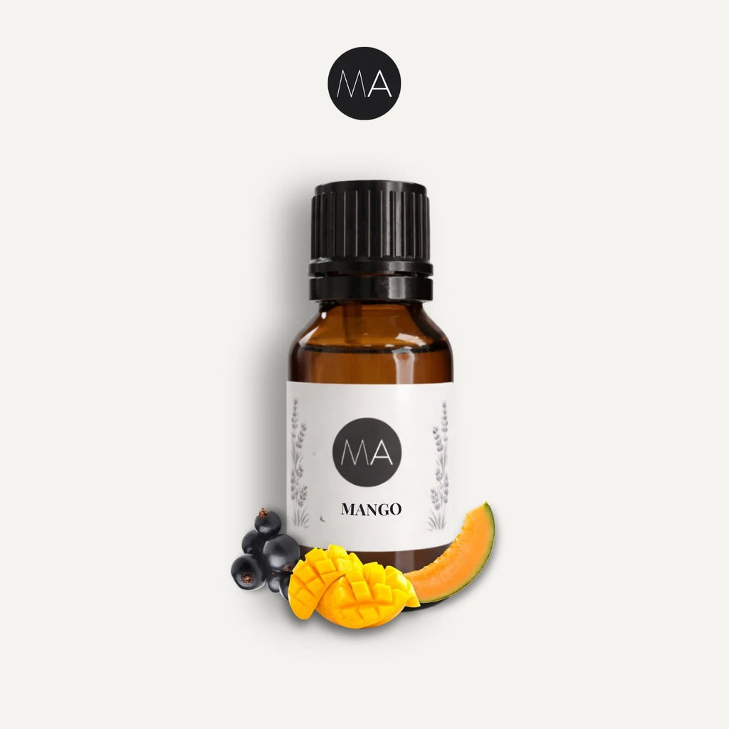 Bote con cuentagotas esencias para humidificador, fragancia Mango tropical y elegante.