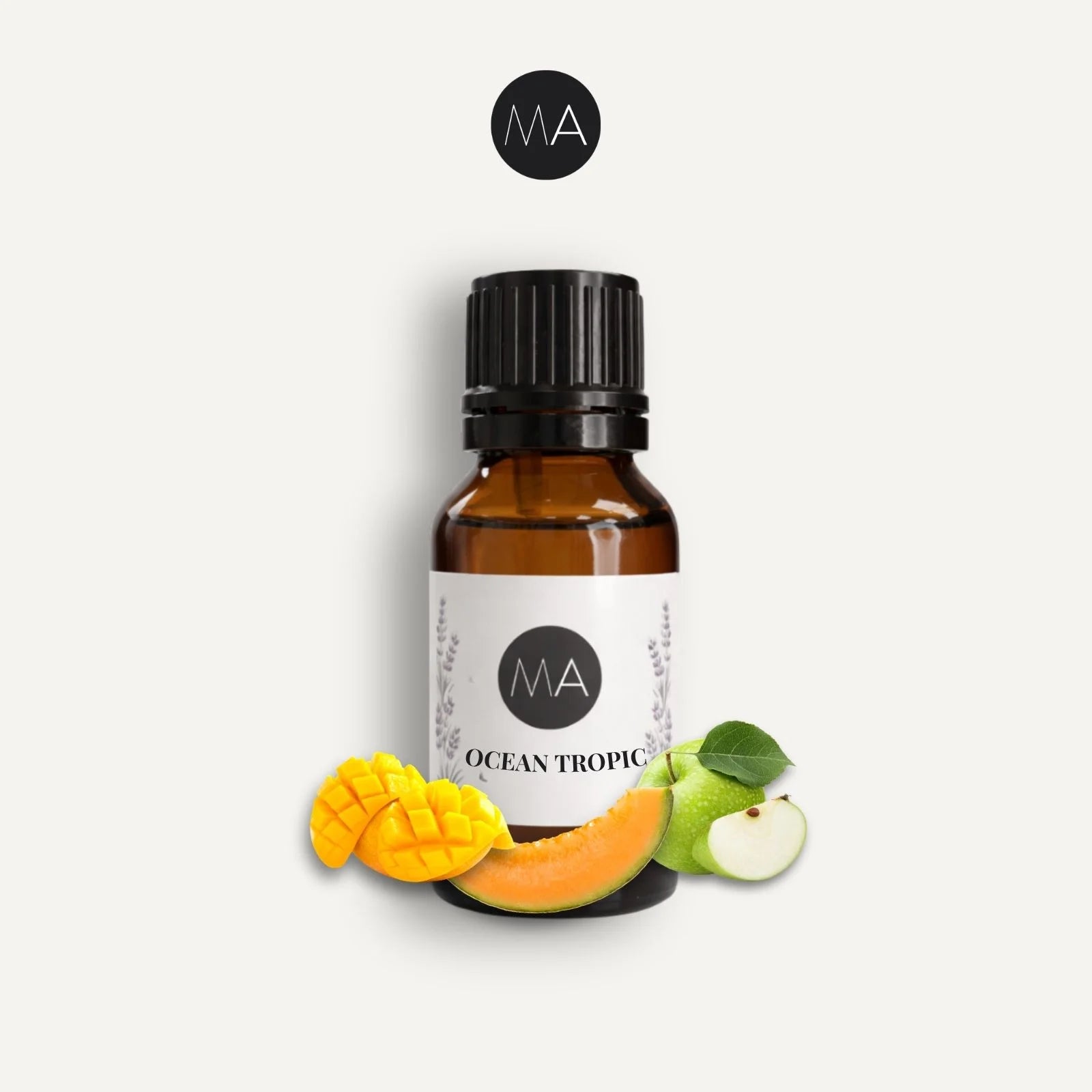 Bote con cuentagotas esencias para humidificador, fragancia Ocean Tropic tropical y elegante.