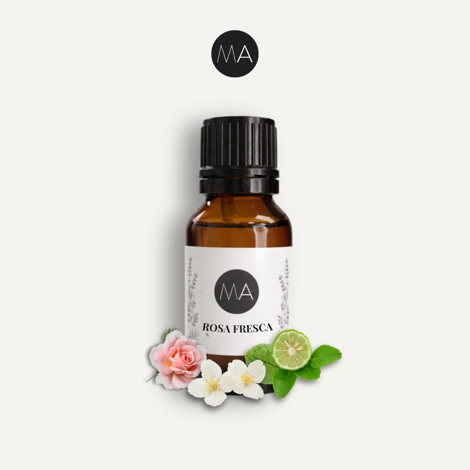 Bote con cuentagotas esencias para humidificador, fragancia Rosa Fresca floral y elegante.