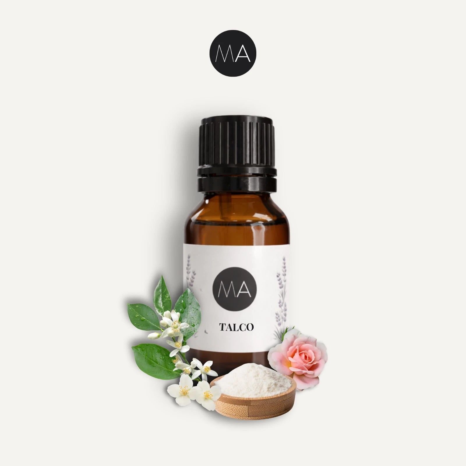 Bote con cuentagotas esencias para humidificador, fragancia Talco fresca y elegante.