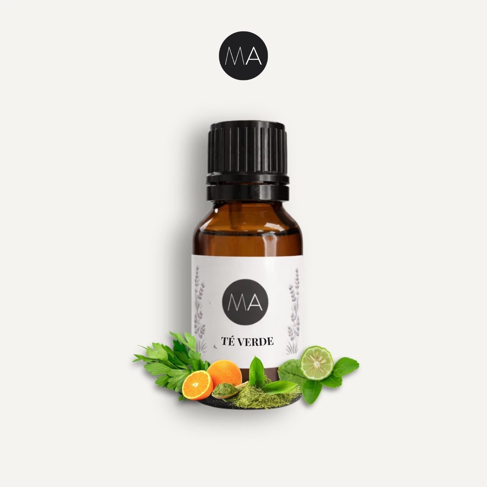 Bote con cuentagotas esencias para humidificador, fragancia Té Verde perfumada y elegante.