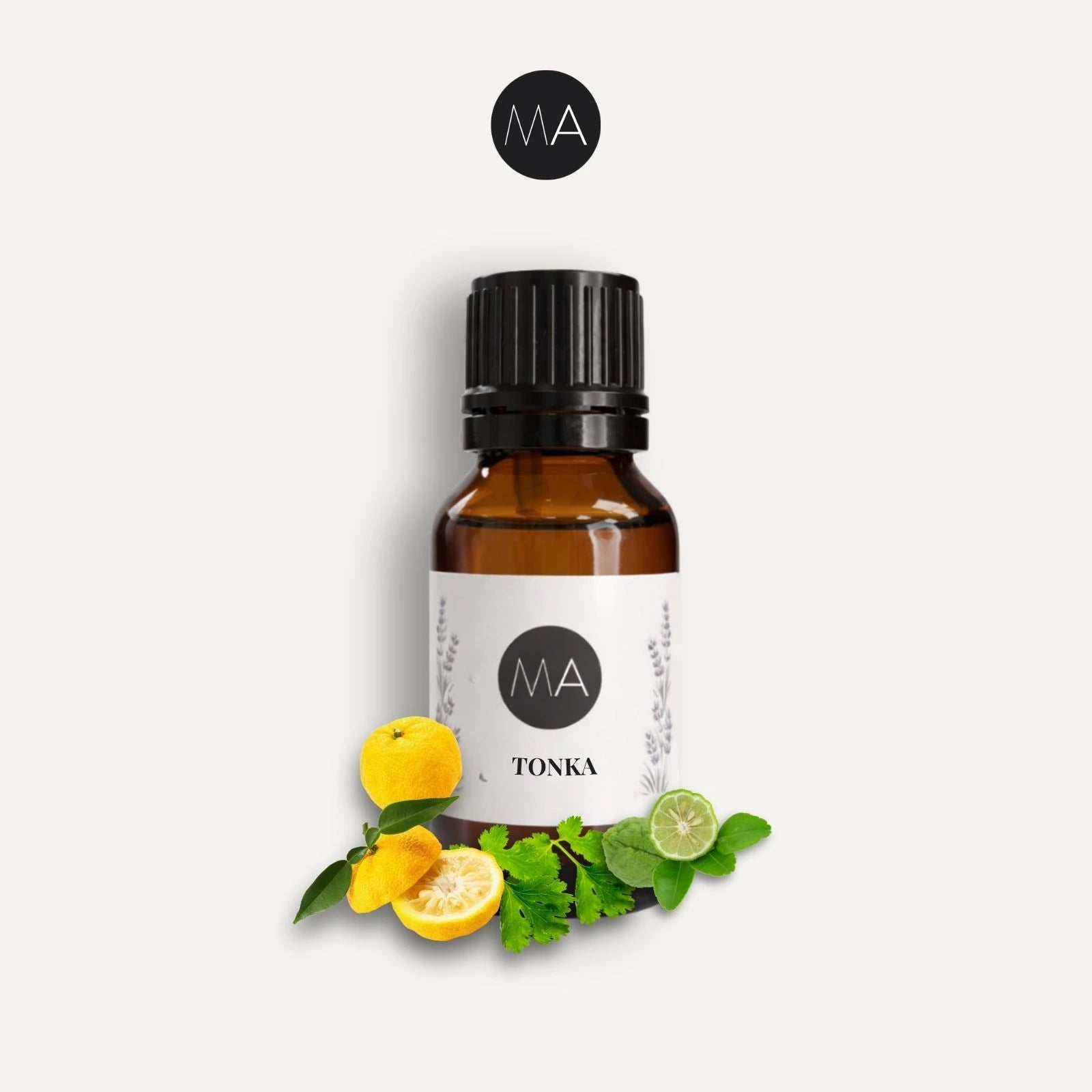 Bote con cuentagotas esencias para humidificador, fragancia Tonka Perfume ligera y elegante.