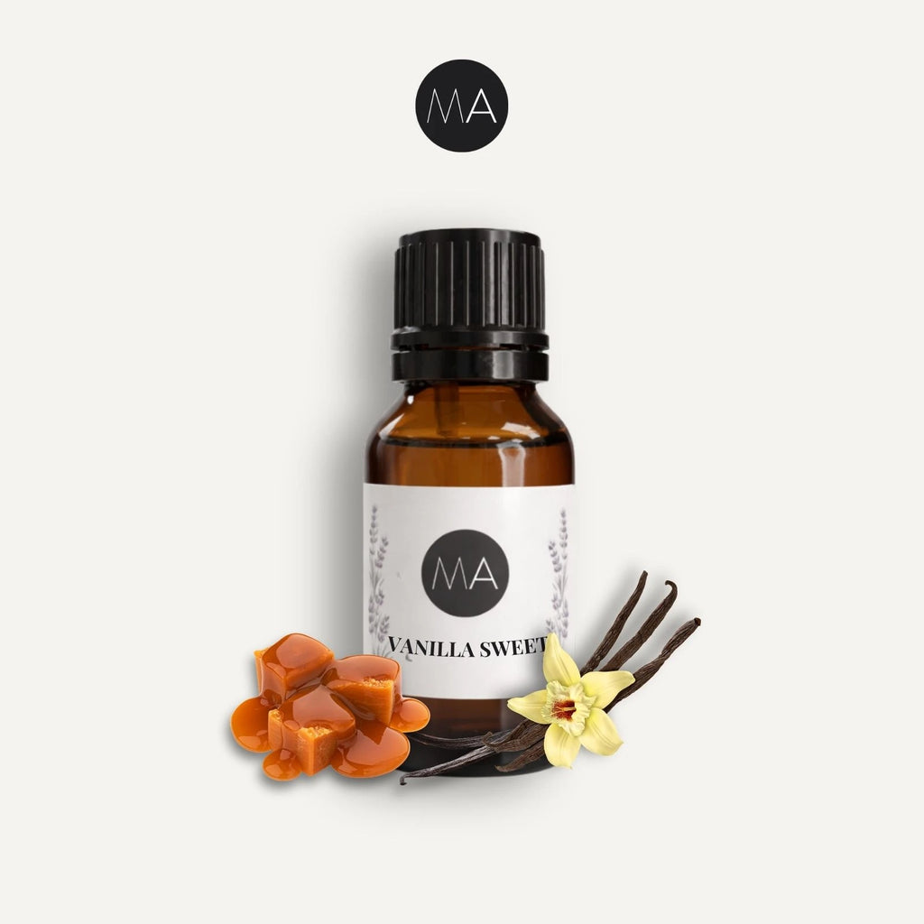 Bote con cuentagotas esencias para humidificador, fragancia Vanilla Sweet amaderada y elegante.