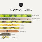 Composición olfativa Manzana-Canela con frescura frutal y calidez envolvente equilibrada